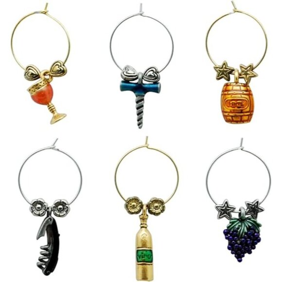 That Wine is Mine Wine Charms Grapevine 6-Piece Markers Charms Tags Glasses Wine - Picture 2 of 5
